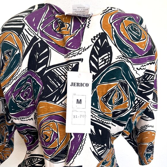 90's NWT Jerico Women's Crop Blouse - Size Medium - Abstract Print - Picture 5 of 10